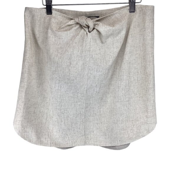Sunday In Brooklyn Anthropologie Linen Mini‎ Skirt Size Large Natural Tie-Front - Picture 6 of 7